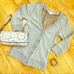 3/4 Length Tan/Beige Short Sweater w/ Lace Back